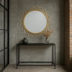 Oglinda geometrica Glam,auriu, ⌀ 85 cm