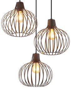 Lustra cu 3 pendule metal ruginiu MATEO