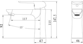 Novaservis - Baterie pentru lavoar NOBLESS TINA neagră