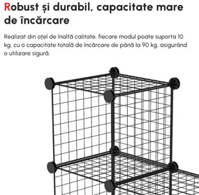 HOMCOM Bibliotecă Spațiu Redus, 9 Cuburi, Oțel/PP, 35x35x35cm, Negru, pentru Jucării/Haine | Aosom Romania