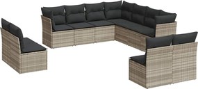 vidaXL Set canapele de grădină cu perne, 11 piese, gri, poliratan