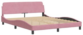 373217 vidaXL Cadru de pat cu tăblie, roz, 160x200 cm, catifea