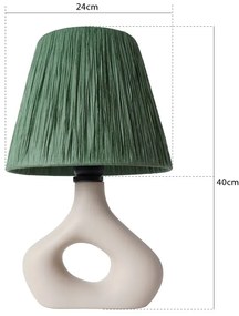 Veioză verde cu abajur din sfoară din hârtie (înălțime 40 cm) Serin – Opviq lights