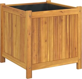 vidaXL Jardinieră de grădină cu căptușeală, 50x50x50 cm, lemn acacia