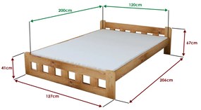 Pat inalt Naomi 120 x 200 cm, arin Saltele: Fara saltea, Somiera pat: Cu lamele drepte