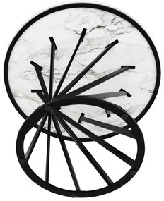 Masă rotundă de dining, Alb+Negru | Aosom Romania