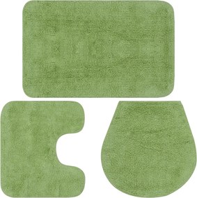 vidaXL Set covorașe baie, 3 piese, verde, textil