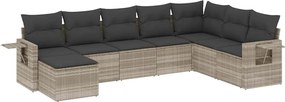 vidaXL Set mobilier de grădină cu perne, 8 piese gri deschis poliratan