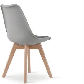 Scaun gri BALI MARK cu picioare din lemn de fag, sezut gri inchis