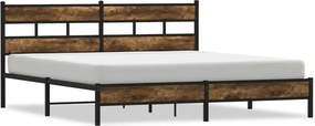 vidaXL Cadru pat metalic fără saltea, stejar fumuriu, 200x200 cm