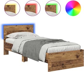 vidaXL Cadru de pat cu headboard Lemn Vechi 75 x 190 cm Lemn compozit