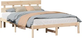 vidaXL Cadru de pat cu headboard Maro 140 x 200 cm Lemn masiv de pin