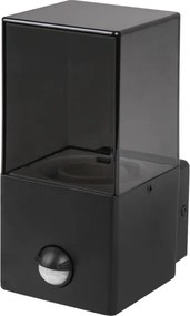 Aplica de perete pentru exterior cu senzor, 1xE27/40W/230V, IP44, negru/fumuriu