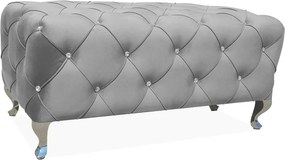 Taburet HESTIA, stofa catifelata gri - Bluvel 14, 100x50x46 cm