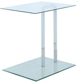 Masuta de cafea dreptunghiulara din sticla cu spatiu de depozitare Julius 45,7x35,5x48 cm transparenta/argintie