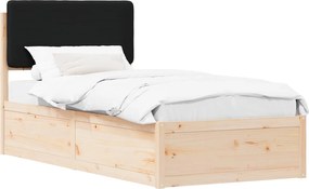 vidaXL Cadru de pat cu tăblie tapițată cu headboard Negru 90 x 190 cm
