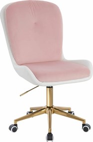 HR690K Scaun Velvet&amp;soft Piele Pu Roz Pudră/Alb Bază Aurie