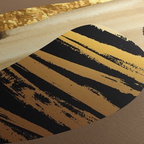 Tablou - Abstracție maro auriu N⁰2 (cu ceas) (90x30 cm)