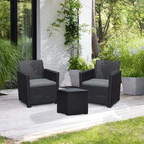 Set mobilier de grădină pentru balcon Claire IV cu masă de depozitare Vigo, grafit