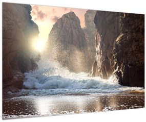 Tablou - Stânci și valuri ale oceanului (90x60 cm)