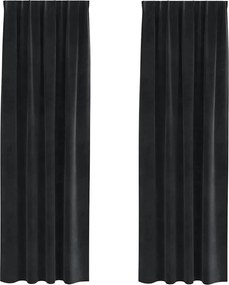 vidaXL Perdele opace 2 pcs Negru 140 x 260 cm Catifea