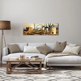 Tablou - Morile de vânt (cu ceas) (90x30 cm)