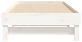 Pat de zi extensibil, alb, 2x(90x200) cm, lemn masiv de pin Alb, 2x (90 x 200) cm