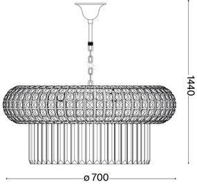 Lustră de cristal pe lanț Ideal Lux NABUCCO 16xE14/40W/230V d. 70 cm auriu