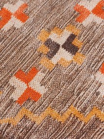 Taburet kilim rotund din bumbac, lână și lemn de acacia, multicolor, cu model geometric, 47 x Ø 45 cm, „Klimt Kilim”