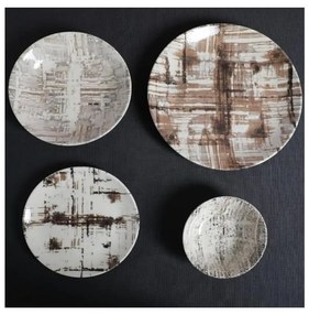 Serviciu de masă 24 de piese din porțelan, maro/alb