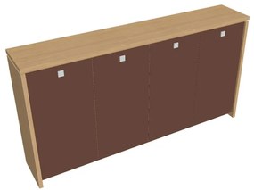 Dulap mediu pentru haine Verno 248 x 46 x 130 cm, uși de sticlă, stejar deschis / maro