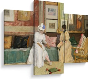 Tablou - William Merritt Chase, A Friendly Call, reproducere (90x60 cm)