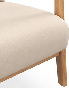 HOMCOM Fotoliu din catifea cu structură din lemn, cu umplutură din arcuri în formă de S și pernă, 61x78x76 cm, Bej | Aosom Romania