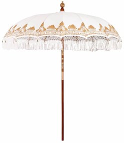 vidaXL Umbrelă de soare Manual Crem x 250 cm Bumbac și lemn masiv