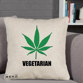 Perna Decorativa Vegetarian cu Frunza, 40x40 cm, Bej Canapea, Husa Detasabila, Perna Inclusa, BEKZ®