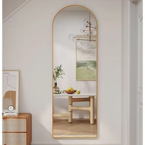 Oglindă decorativa, arcuita, cu ramă metalică, oglindă podea, perete sau montare independenta, 150x40 cm