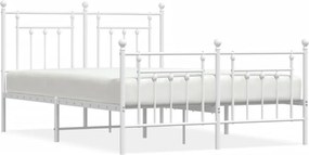 vidaXL Cadru de pat metalic cu tăblie de cap/picioare, alb, 140x190 cm