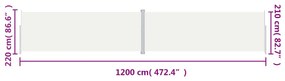 Copertina laterala retractabila, crem, 220x1200 cm Crem, 220 x 1200 cm
