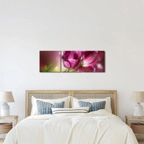 Tablou cu lalele roz (cu ceas) (90x30 cm)