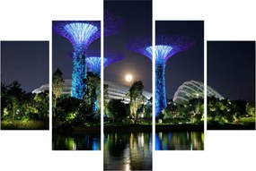 Tablou cu lună plină în grădinile din Singapur (150x105 cm)