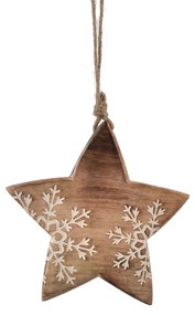 Decorațiune din lemn de mango 4Home Snowflake Star, 20 cm