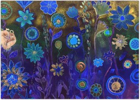 Tablou - Flori albastru închis (70x50 cm)