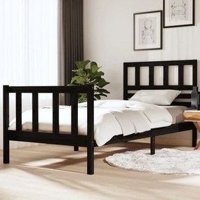 Cadru de pat Single 3FT, negru, 90x190 cm, lemn masiv Negru, 90 x 190 cm