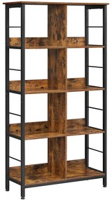 Bibliotecă pe 4 nivele 80 x 149 x 33 cm, rustic maro-negru