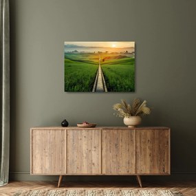 Tablou pe sticlă - Răsărit de soare peste vale (70x50 cm)