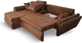 Colțar extensibil dumonde cu ladă de depozitare si sezut confortabil din spuma high-density, Loana Madagaskar Brown II 270x185 cm