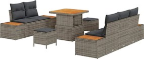 vidaXL Set de canapele pentru grădină 8 pcs Gri poliratan