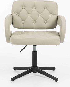 HR8403CROSS Scaun Ecru Piele Ecologica Premium Soft cu Bază Neagră