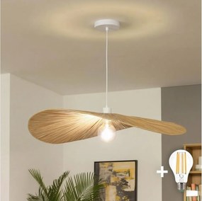Brilagi - Lustră LED suspendată pe cablu CERIA BOHO, 1xE27/40W/230V, Ø 80 cm, din rafie