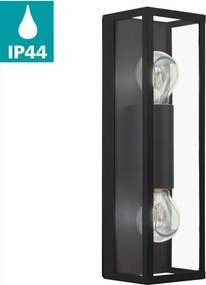 Eglo 33856 - Aplică de perete pentru exterior ALAMONTE 2xE27/60W/230V IP44 negru